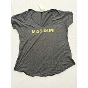 Missouri‎ Tigers Shirt Womens Large Gray NCAA College Football V Neck Tee Venley